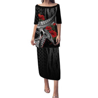 Hawaiian Honu Personalized Puletasi Black Tribal Hook Pattern