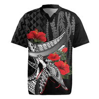 Hawaiian Honu Personalized Rugby Jersey Black Tribal Hook Pattern