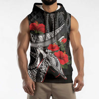 Hawaiian Honu Personalized Sleeveless Hoodie Black Tribal Hook Pattern