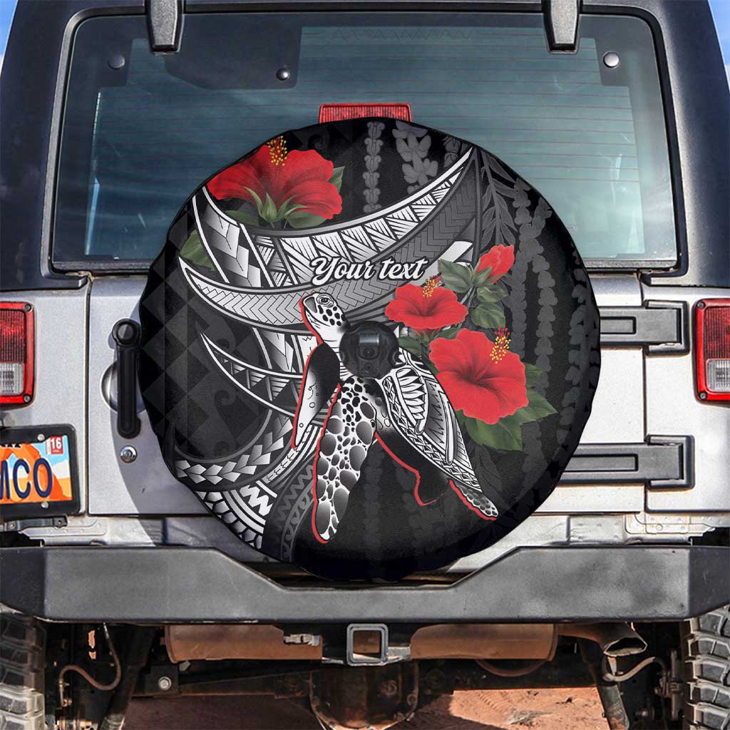 Hawaiian Honu Personalized Spare Tire Cover Black Tribal Hook Pattern