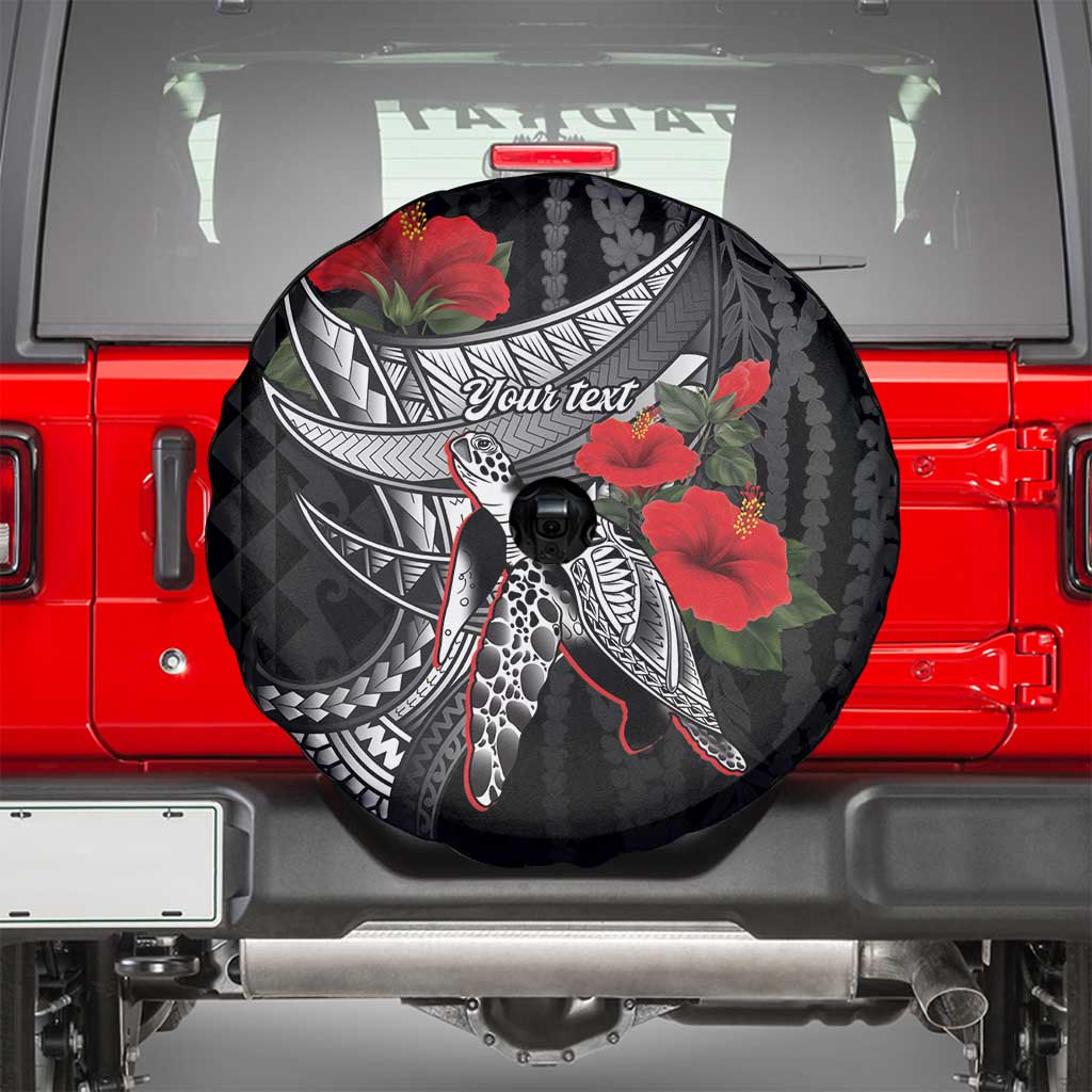 Hawaiian Honu Personalized Spare Tire Cover Black Tribal Hook Pattern