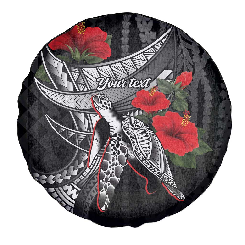 Hawaiian Honu Personalized Spare Tire Cover Black Tribal Hook Pattern
