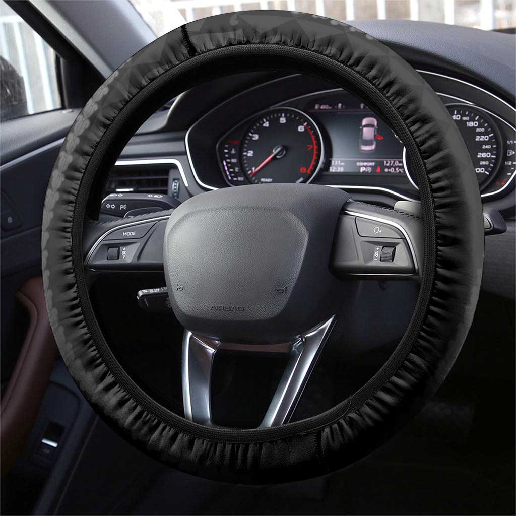Hawaiian Honu Steering Wheel Cover Black Tribal Hook Pattern