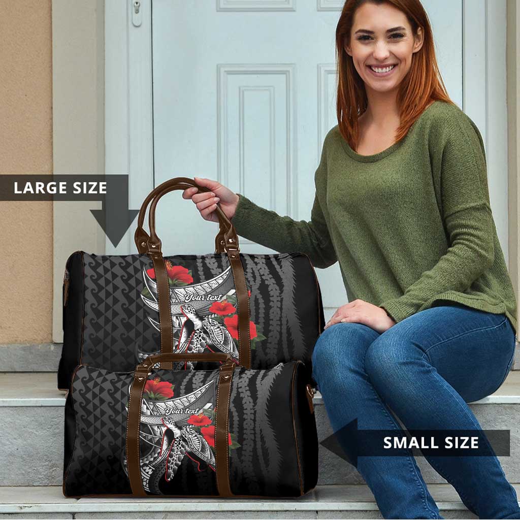 Hawaiian Honu Personalized Travel Bag Black Tribal Hook Pattern