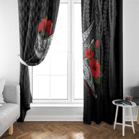Hawaiian Honu Personalized Window Curtain Black Tribal Hook Pattern