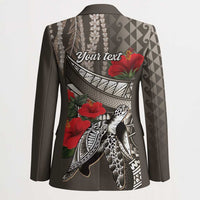 Hawaiian Honu Personalized Blazer Mocha Mousse Hibiscus Tribal Hook Pattern