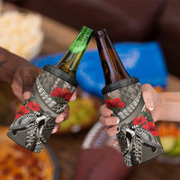 Hawaiian Honu Personalized 4 in 1 Can Cooler Tumbler Mocha Mousse Hibiscus Tribal Hook Pattern