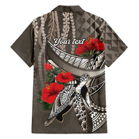 Hawaiian Honu Personalized Family Matching Mermaid Dress and Hawaiian Shirt Mocha Mousse Hibiscus Tribal Hook Pattern