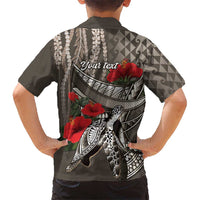 Hawaiian Honu Personalized Family Matching Tank Maxi Dress and Hawaiian Shirt Mocha Mousse Hibiscus Tribal Hook Pattern