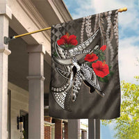 Hawaiian Honu Personalized Garden Flag Mocha Mousse Hibiscus Tribal Hook Pattern