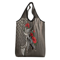 Hawaiian Honu Personalized Grocery Bag Mocha Mousse Hibiscus Tribal Hook Pattern