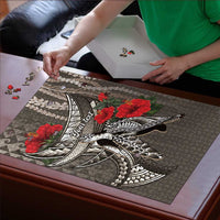 Hawaiian Honu Personalized Puzzle Mocha Mousse Hibiscus Tribal Hook Pattern