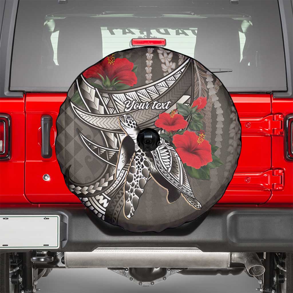 Hawaiian Honu Personalized Spare Tire Cover Mocha Mousse Hibiscus Tribal Hook Pattern