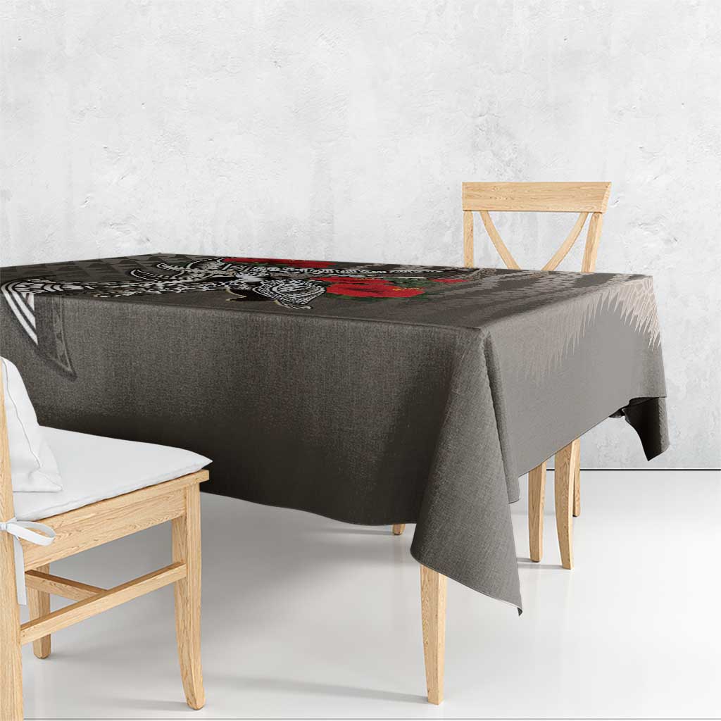 Hawaiian Honu Personalized Tablecloth Mocha Mousse Hibiscus Tribal Hook Pattern