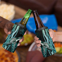 Hawaiian Honu Personalized 4 in 1 Can Cooler Tumbler Dark Cyan Maile Pikake Flower Lei Inspired