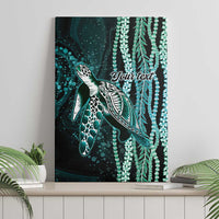 Hawaiian Honu Personalized Canvas Wall Art Dark Cyan Maile Pikake Flower Lei Inspired