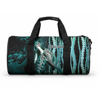 Hawaiian Honu Personalized Duffle Bag Dark Cyan Maile Pikake Flower Lei Inspired LT9 One size Blue - Polynesian Pride