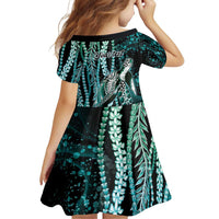 Hawaiian Honu Personalized Family Matching Long Sleeve Bodycon Dress and Hawaiian Shirt Dark Cyan Maile Pikake Flower Lei Inspired LT9 - Polynesian Pride