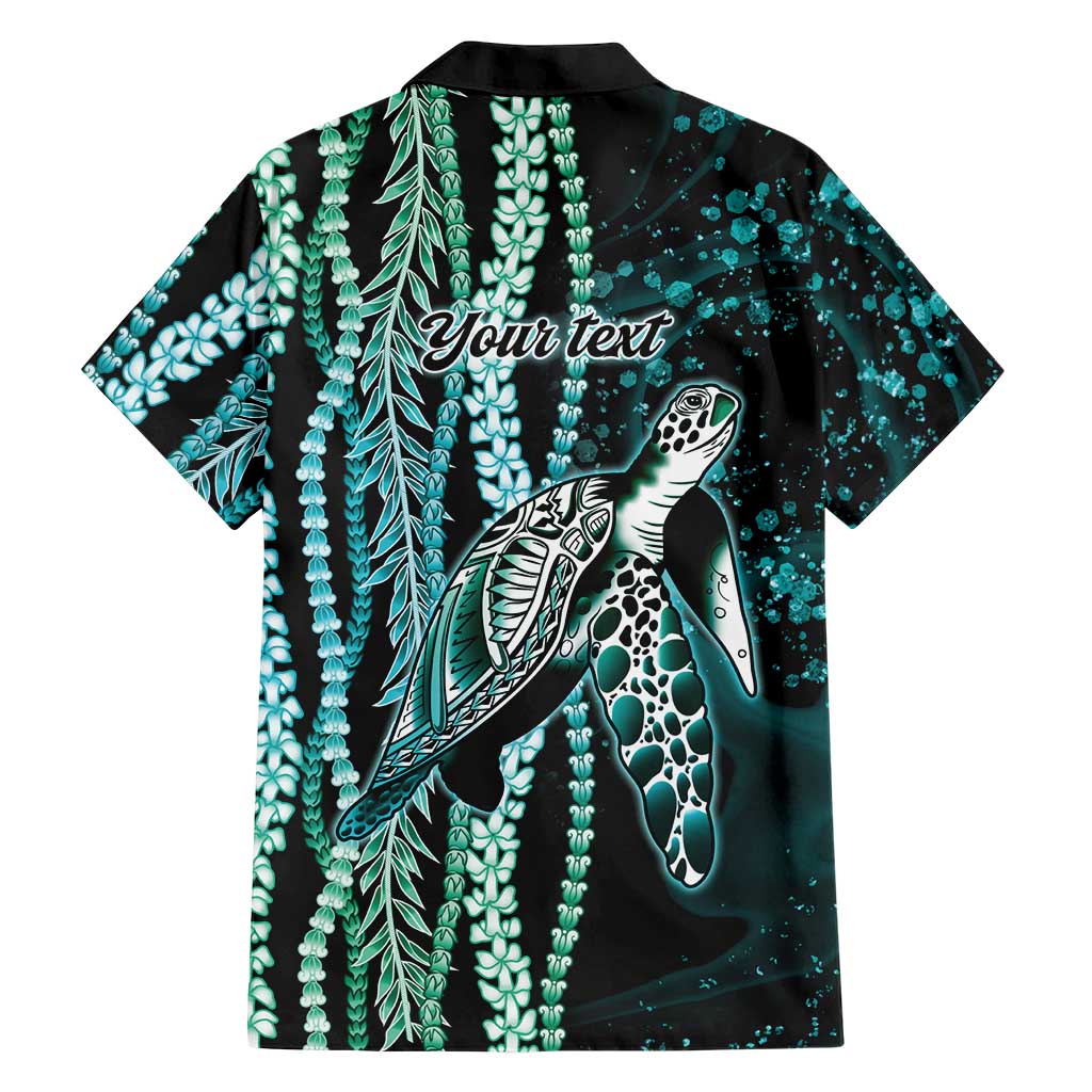 Hawaiian Honu Personalized Family Matching Long Sleeve Bodycon Dress and Hawaiian Shirt Dark Cyan Maile Pikake Flower Lei Inspired LT9 - Polynesian Pride