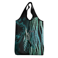Hawaiian Honu Personalized Grocery Bag Dark Cyan Maile Pikake Flower Lei Inspired