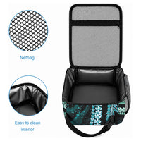 Hawaiian Honu Personalized Lunch Bag Dark Cyan Maile Pikake Flower Lei Inspired LT9 - Polynesian Pride
