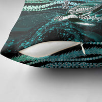 Hawaiian Honu Personalized Pillow Cover Dark Cyan Maile Pikake Flower Lei Inspired