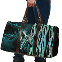 Hawaiian Honu Personalized Travel Bag Dark Cyan Maile Pikake Flower Lei Inspired