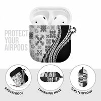 Black Hawaiian Quilt Pattern AirPods Case Mixed Polynesian Tribal Arty - Polynesian Pride