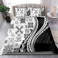 Black Hawaiian Quilt Pattern Bedding Set Mixed Polynesian Tribal Arty