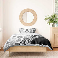 Black Hawaiian Quilt Pattern Bedding Set Mixed Polynesian Tribal Arty