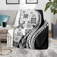 Black Hawaiian Quilt Pattern Blanket Mixed Polynesian Tribal Arty