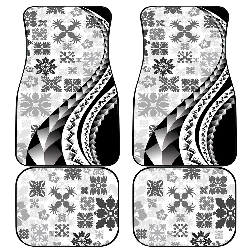 Black Hawaiian Quilt Pattern Car Mats Mixed Polynesian Tribal Arty