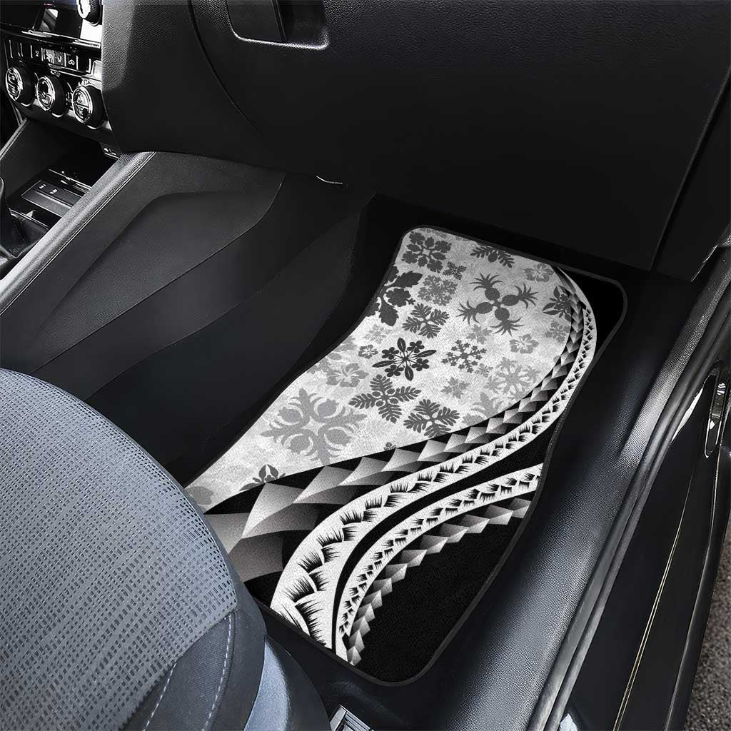 Black Hawaiian Quilt Pattern Car Mats Mixed Polynesian Tribal Arty