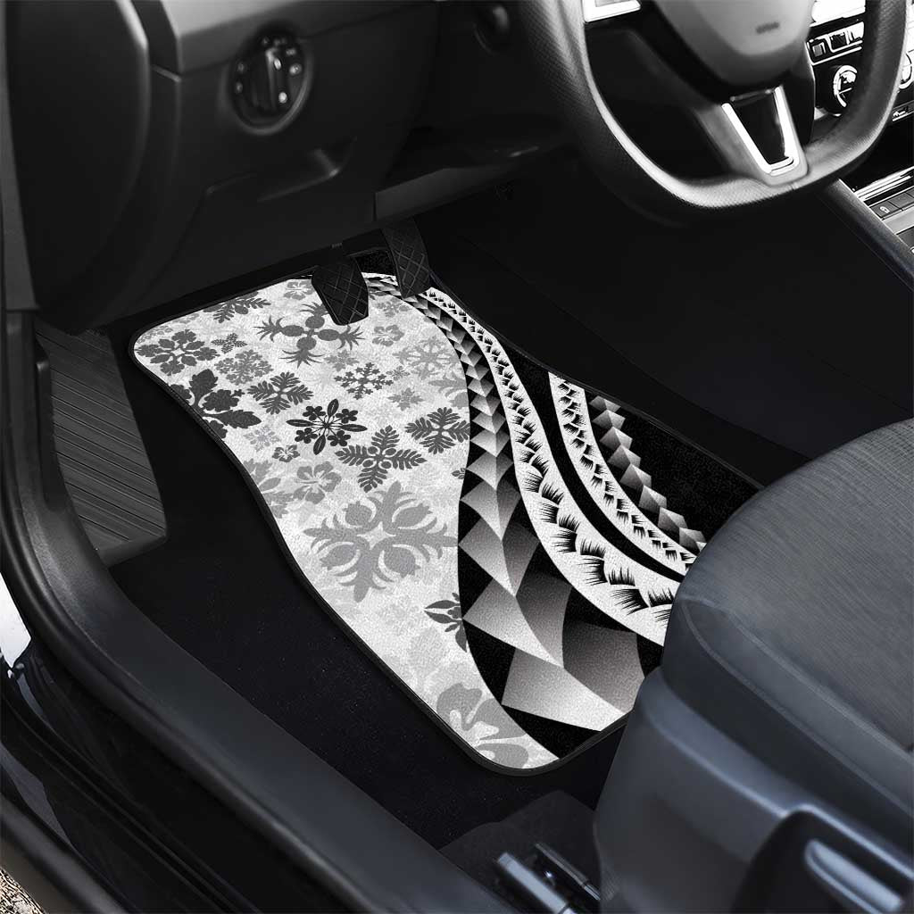 Black Hawaiian Quilt Pattern Car Mats Mixed Polynesian Tribal Arty