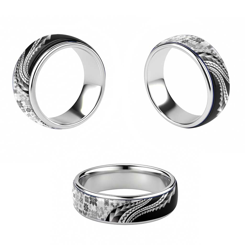 Black Hawaiian Quilt Pattern Classic Ring Mixed Polynesian Tribal Arty - Polynesian Pride