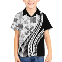 Black Hawaiian Quilt Pattern Family Matching Long Sleeve Bodycon Dress and Hawaiian Shirt Mixed Polynesian Tribal Arty LT9 Son's Shirt Black - Polynesian Pride