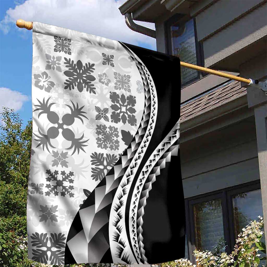 Black Hawaiian Quilt Pattern Garden Flag Mixed Polynesian Tribal Arty