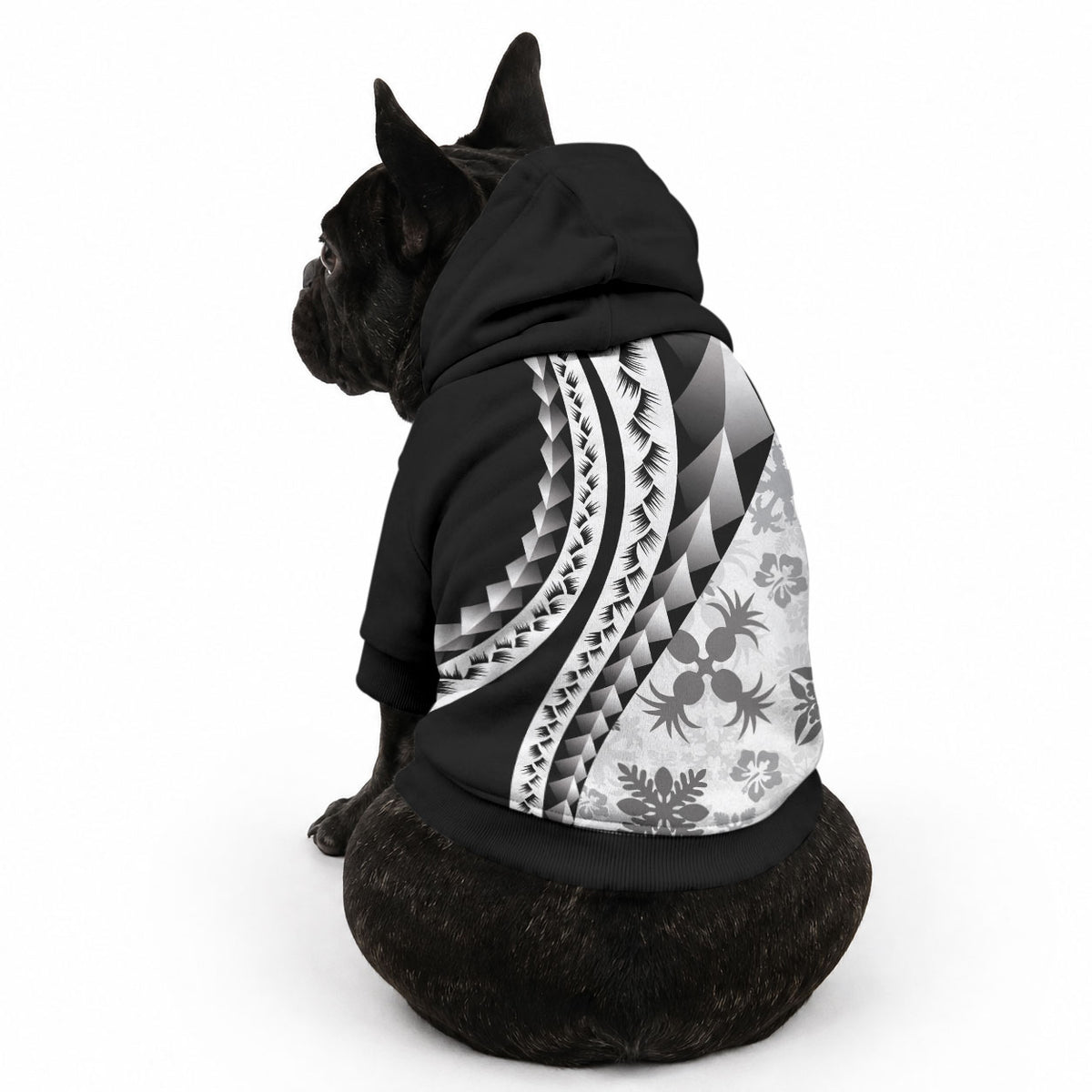 Black Hawaiian Quilt Pattern Pet Hoodie Mixed Polynesian Tribal Arty LT9 - Polynesian Pride