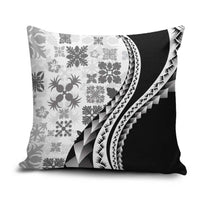 Black Hawaiian Quilt Pattern Pillow Cover Mixed Polynesian Tribal Arty - Polynesian Pride