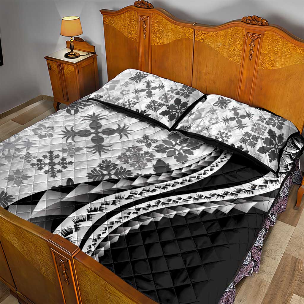 Black Hawaiian Quilt Pattern Quilt Bed Set Mixed Polynesian Tribal Arty