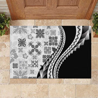 Black Hawaiian Quilt Pattern Rubber Doormat Mixed Polynesian Tribal Arty