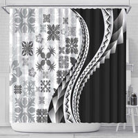 Black Hawaiian Quilt Pattern Shower Curtain Mixed Polynesian Tribal Arty