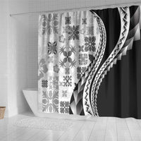 Black Hawaiian Quilt Pattern Shower Curtain Mixed Polynesian Tribal Arty