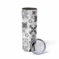 Black Hawaiian Quilt Pattern Skinny Tumbler Mixed Polynesian Tribal Arty