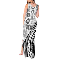 Black Hawaiian Quilt Pattern Tank Maxi Dress Mixed Polynesian Tribal Arty