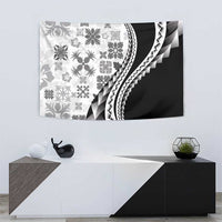 Black Hawaiian Quilt Pattern Tapestry Mixed Polynesian Tribal Arty