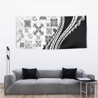 Black Hawaiian Quilt Pattern Tapestry Mixed Polynesian Tribal Arty