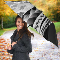 Black Hawaiian Quilt Pattern Umbrella Mixed Polynesian Tribal Arty - Polynesian Pride