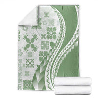 Green Hawaiian Quilt Pattern Blanket Mixed Polynesian Tribal Arty