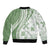 Green Hawaiian Quilt Pattern Bomber Jacket Mixed Polynesian Tribal Arty